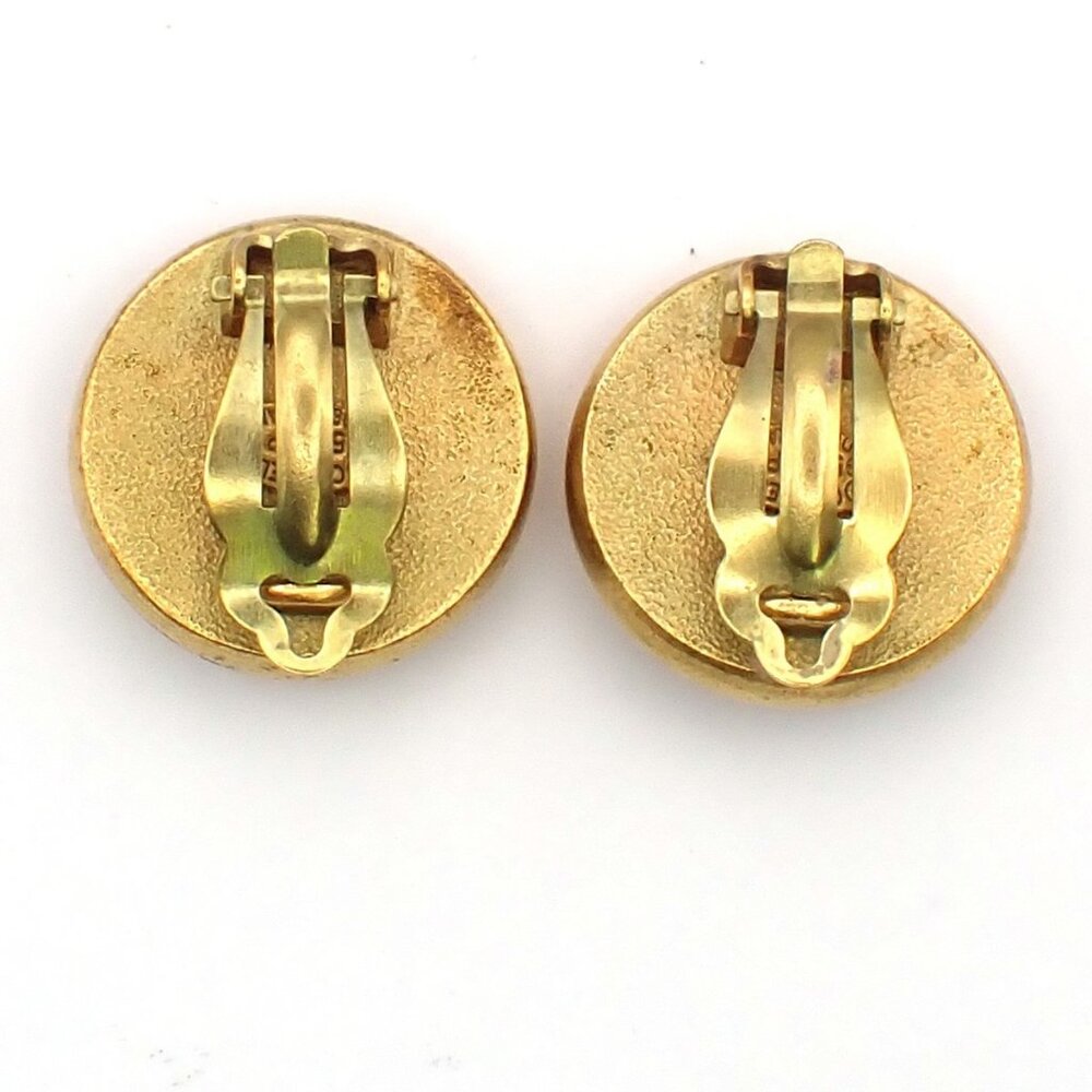 CHANEL Logo Color Stone Round Button Earrings 95P Clip-On GHW Vintage 31KP351 - Picture 14 of 15